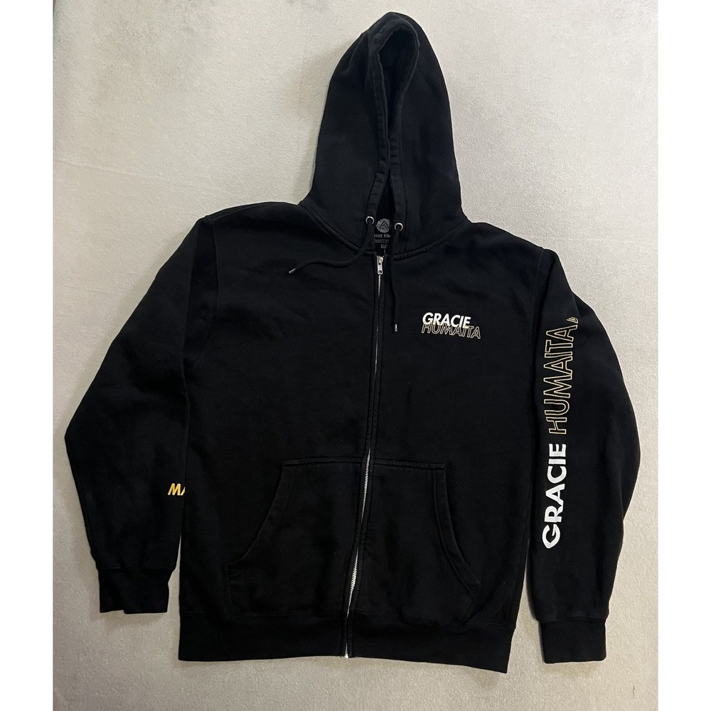 Gracie Humaita Jiu-Jitsu Hoodie Men's Large Black Full Zip Graphic Logo BJJ MMA